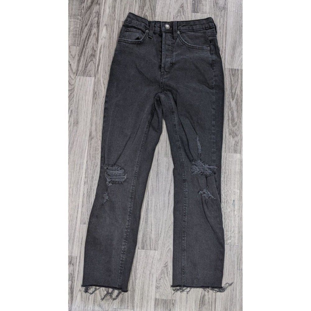 Wild Fable High Rise Slim Straight Distressed Button Fly Black Jeans